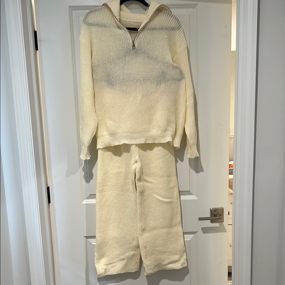 Cream Knit Sweater and Pants Set